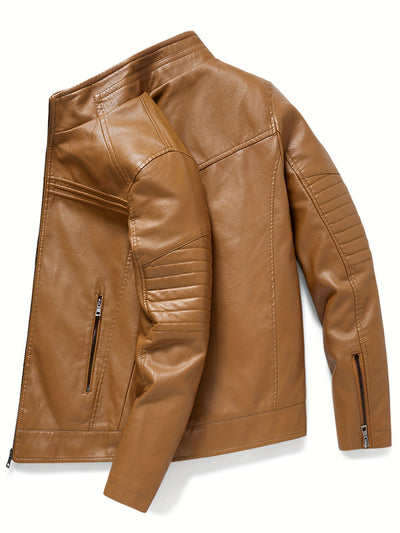 Ron | Comfortable Leather jacket with stand-up collar