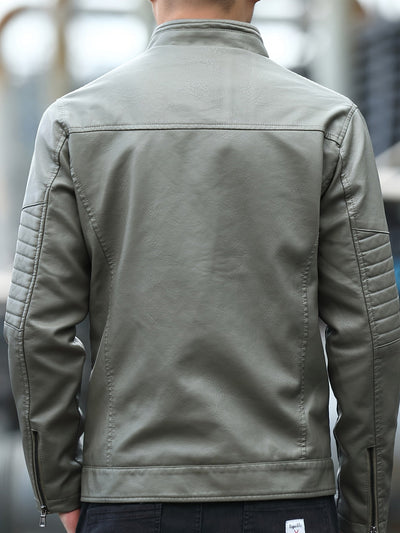 Ron | Comfortable Leather jacket with stand-up collar
