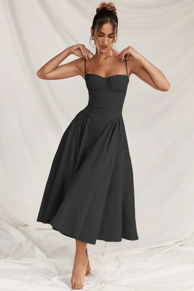 Daisy | Sleeveless midi dress with corset cut
