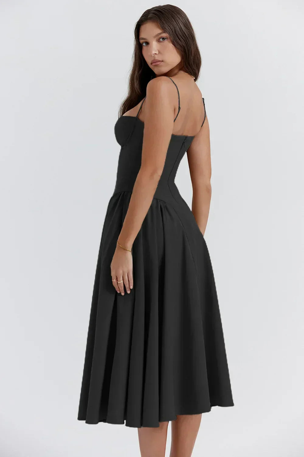 Daisy | Sleeveless midi dress with corset cut