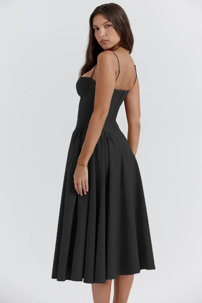 Daisy | Sleeveless midi dress with corset cut