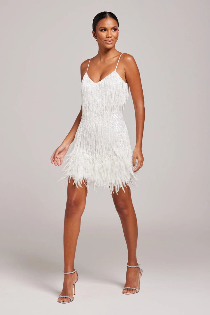 Brielle | Elegant mini dress with feathers