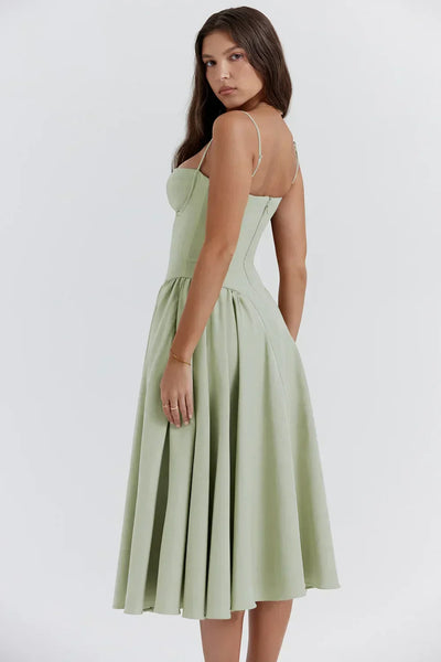 Daisy | Sleeveless midi dress with corset cut