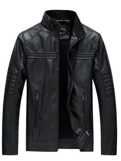 Ron | Comfortable Leather jacket with stand-up collar