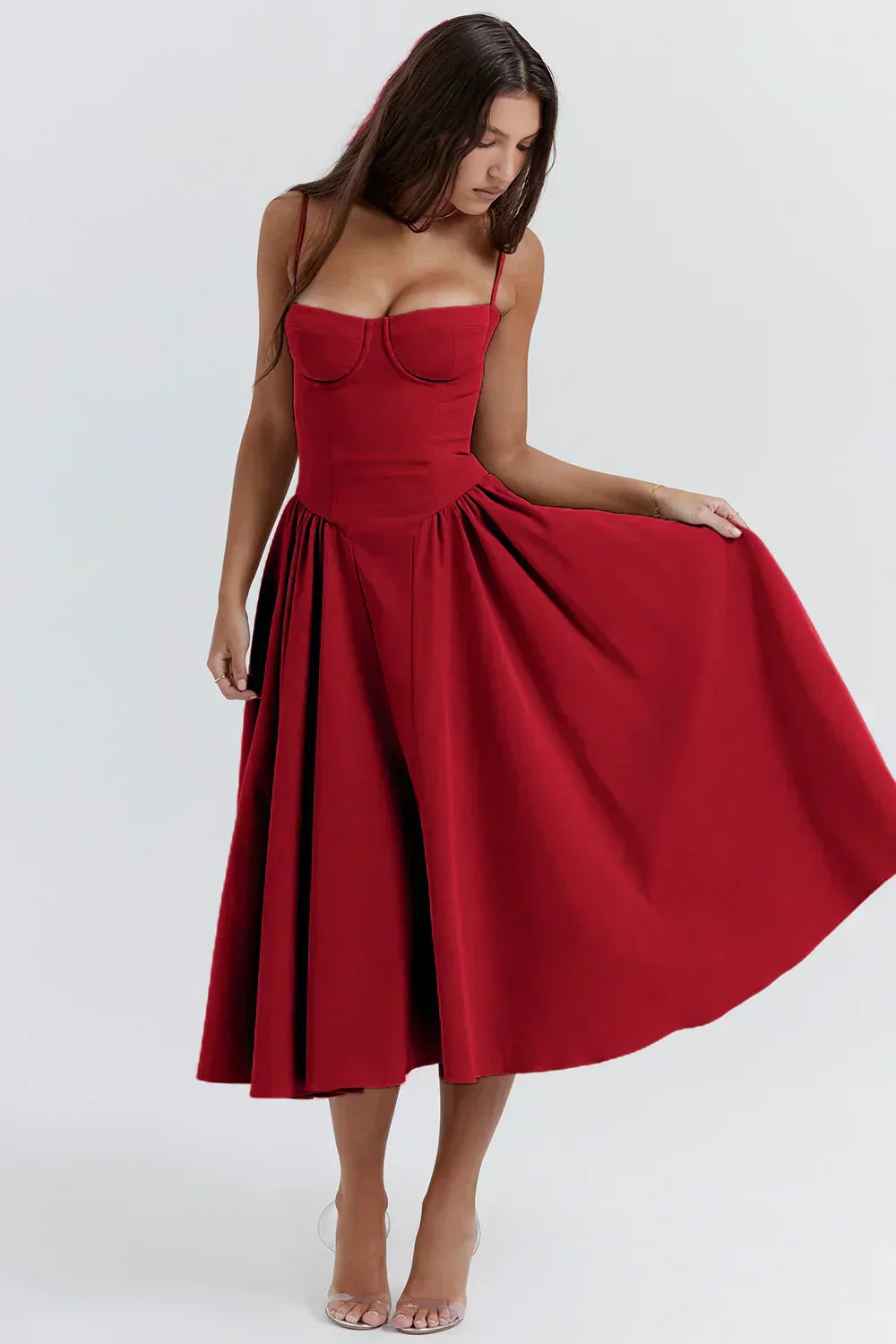 Daisy | Sleeveless midi dress with corset cut