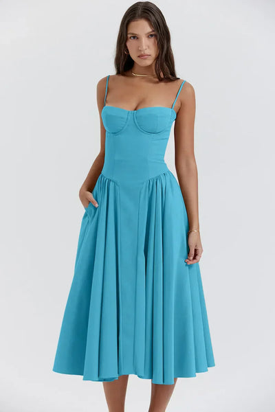 Daisy | Sleeveless midi dress with corset cut