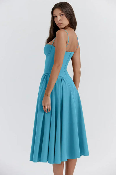 Daisy | Sleeveless midi dress with corset cut