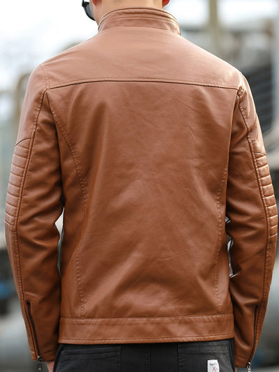 Ron | Comfortable Leather jacket with stand-up collar
