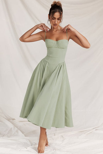 Daisy | Sleeveless midi dress with corset cut