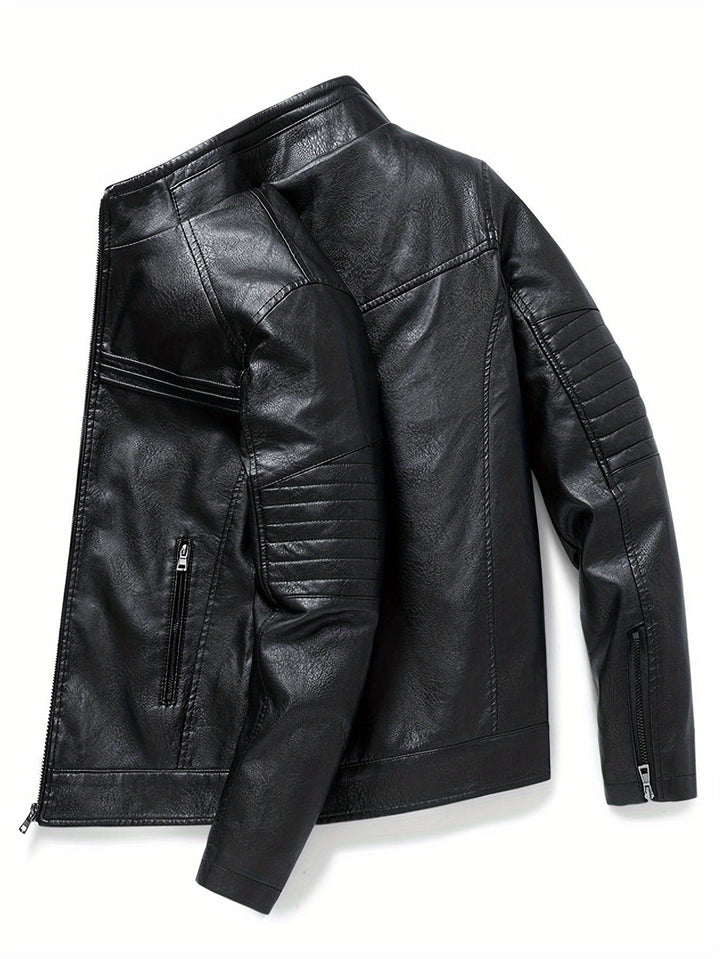 Ron | Comfortable Leather jacket with stand-up collar