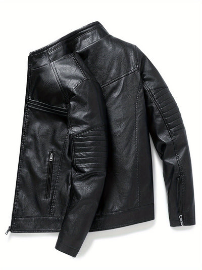 Ron | Comfortable Leather jacket with stand-up collar