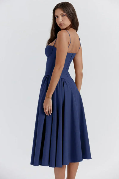 Daisy | Sleeveless midi dress with corset cut
