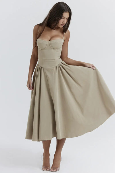 Daisy | Sleeveless midi dress with corset cut