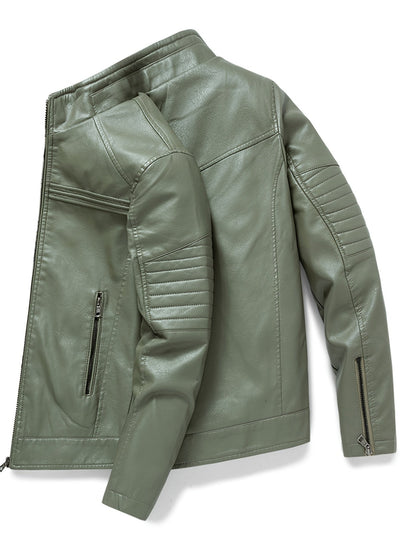 Ron | Comfortable Leather jacket with stand-up collar