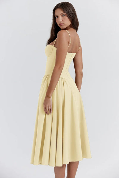 Daisy | Sleeveless midi dress with corset cut
