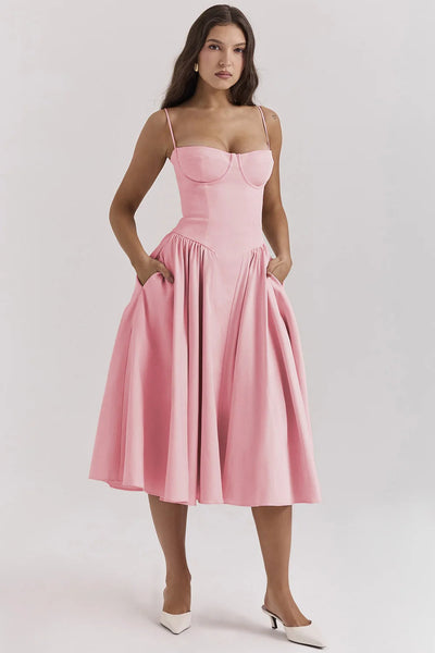 Daisy | Sleeveless midi dress with corset cut