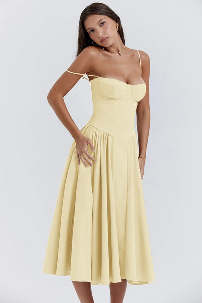 Daisy | Sleeveless midi dress with corset cut
