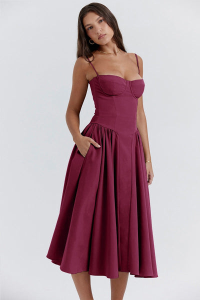 Daisy | Sleeveless midi dress with corset cut