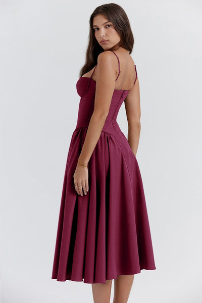 Daisy | Sleeveless midi dress with corset cut