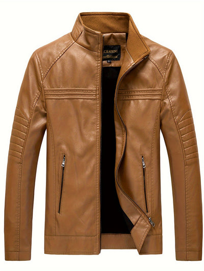 Ron | Comfortable Leather jacket with stand-up collar
