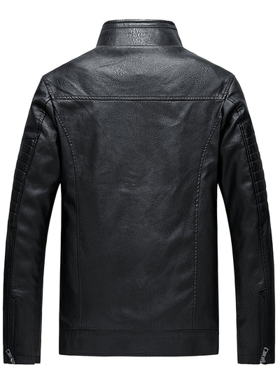 Ron | Comfortable Leather jacket with stand-up collar