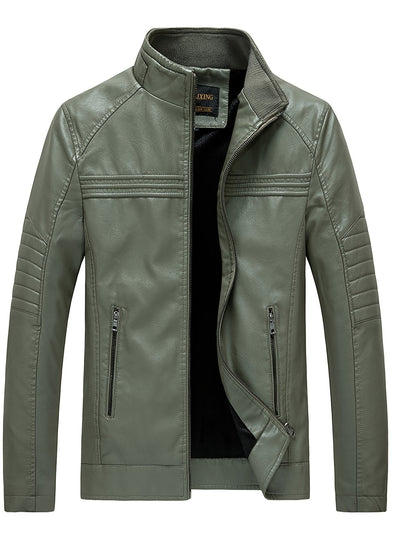 Ron | Comfortable Leather jacket with stand-up collar