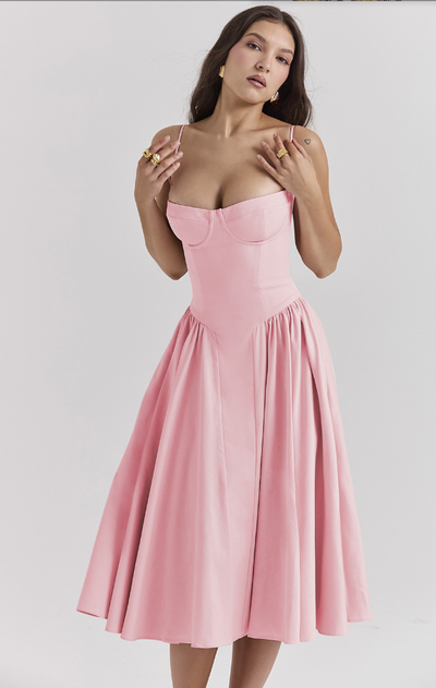 Daisy | Sleeveless midi dress with corset cut