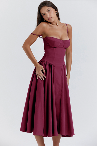Daisy | Sleeveless midi dress with corset cut